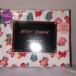 Betsey Johnson Christmas Sheet Set Full